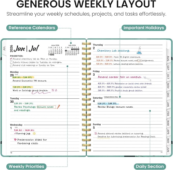 Planner 2026-2027, Academic Year Monthly and Weekly Calendar Planner, Jul 2026 - Jun 2027, Hardcover Teacher Student Planning Agenda book with Tabs, Perfect for School Office Supplies, 8.5" x 11" - Depths Whale