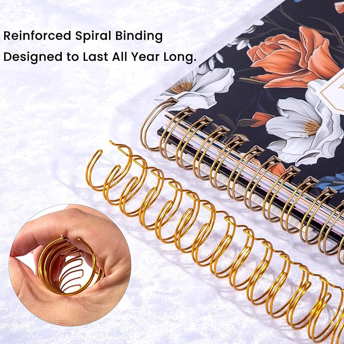 CAGIE 2026 Planner Weekly and Monthly, Jan-Dec 2026 8.3 x 9.3 Inch Hardcover Spiral Bound, 13 Tabs and Pocket, Floral Daily Planner for Women, Perfect 2026 Yearly Calendar Planner