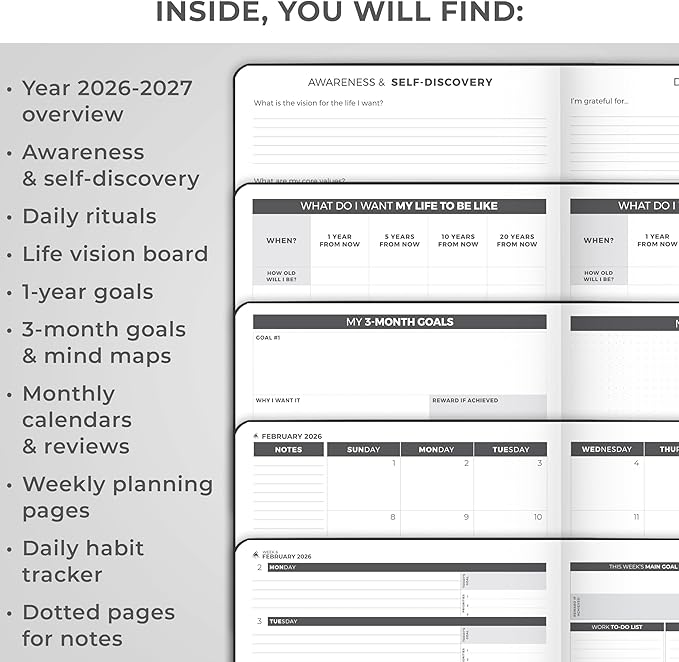 Clever Fox Planner PRO Dated (Jan 2026–Jan 2027) Weekly & Monthly Life Planner to Increase Productivity, Time Management and Hit Your Goals – Organizer, Gratitude Journal – A4 Size (Black)