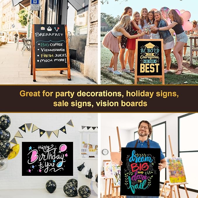 25 Pcs Black Poster Board 22" x 28" Paper Bulk, ROOKEA 250 GSM Vision Poster Boards for School Arts Craft Projects Presentations Drawing Scrapbooking Blank Graphic Display