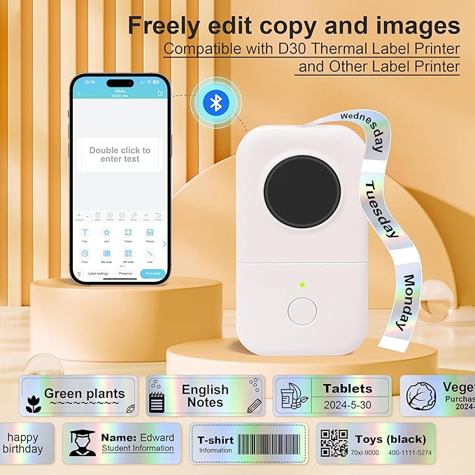 PARLAIM 14 X 40mm (0.55"x1.57") Tear-Resistant Thermal Label, 4 Rolls 640pcs OEM Label Tape Replacement Compatible with D30 Label Maker Perfect for Home/Office/School, Holographic Sliver