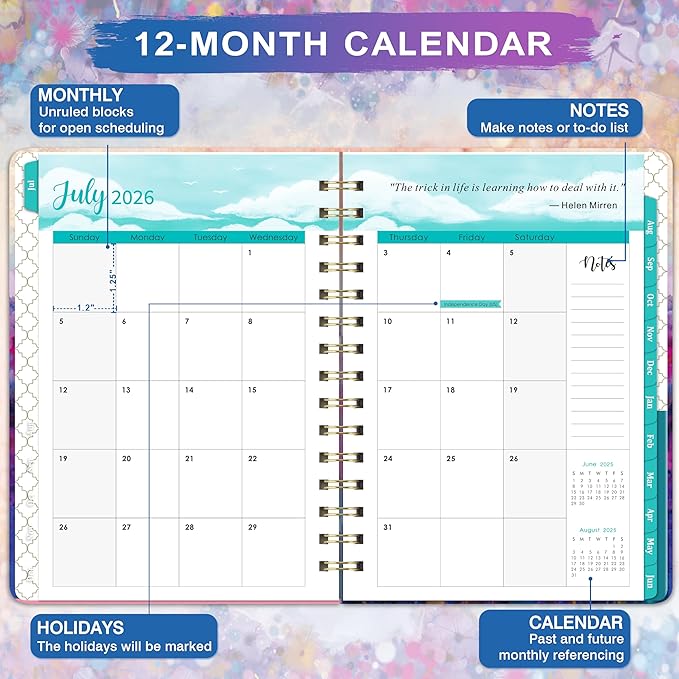 2026-2027 Planner - Planner Daily Weekly and Monthly 2026-2027, July 2026 - June 2027, 6.3’’ × 8.4’’, 12 Monthly Tabs, Inner Pocket, Hardcover, Perfect for Organization