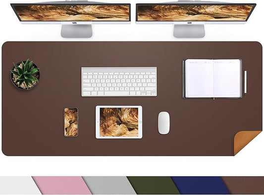 AFIING Cork Desk Mat 47" x 23.6", Dual-Sided Natural Cork & PU Leather Desk Pad, Non-Slip Waterproof Large Mouse Pad for Office, Home & Gaming (Coffee)