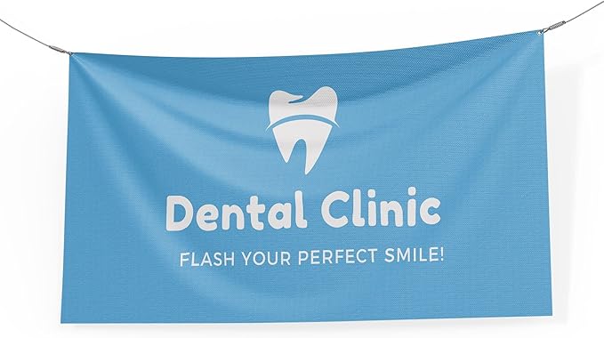 Dental Clinic Banner Large (5Feetx2.5Feet) By Dreamcontroller | Wall Outdoor Banner Signs With Pre-Punch Holes For Easy Rope Hanging For Business Office Events | Made In Usa | Fast Delivery | Hd Print