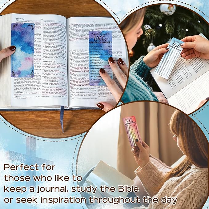 120 Pcs Colorful Bible Emergency Numbers Bookmark Christian Bookmarks Bible Verse Bookmarks for Church Welcome Gifts Sunday School Prayer Reading Rewards 2.3 x 5.3inch