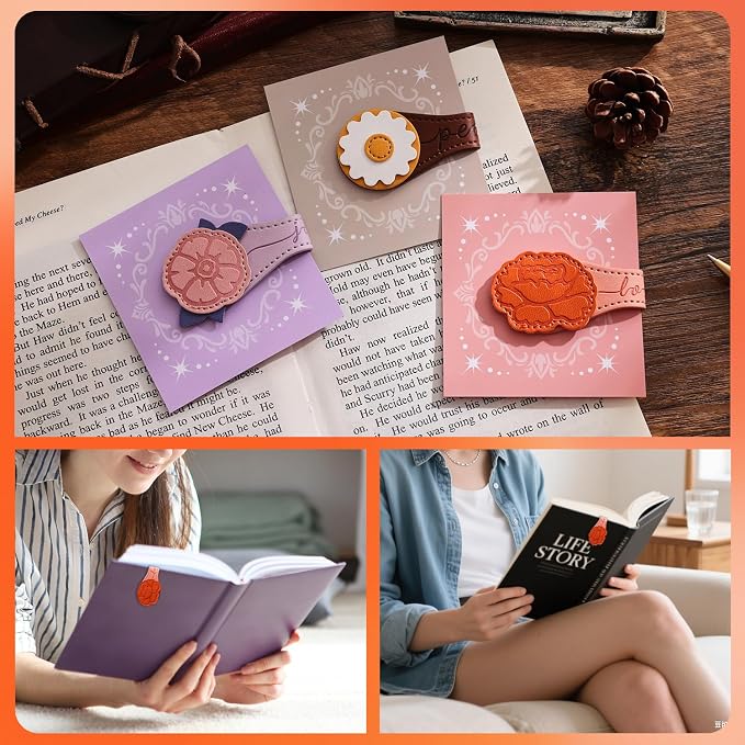 3 PCS Fruit of Spirit Magnetic Leather Bookmarks, Floral Patterns (Love Joy Peace) of Galatians, Bible-Inspired Page Markers, Double-Sided Clips, Gift for Book Lovers, Students, Book Accessories