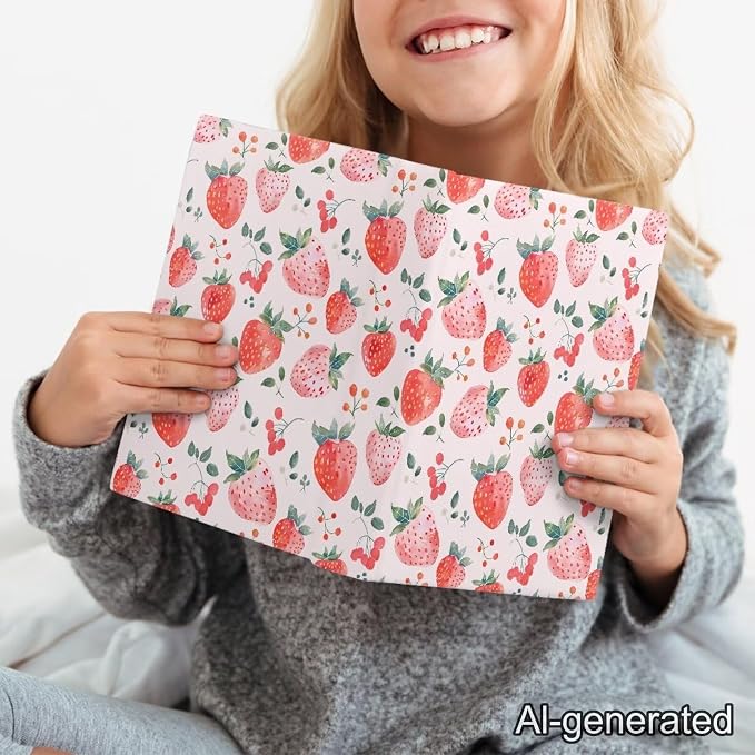 Dreaweet Strawberry Book Covers for Girls Stretchable Book Sleeve Protector 9 x 11 Inch Hardcover Book Socks Back to School Gifts