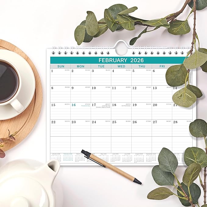 2026 Wall Calendar, 8.5" x 11", January 2026 to December 2026, with Twin-Wire Bound, Writing Blocks