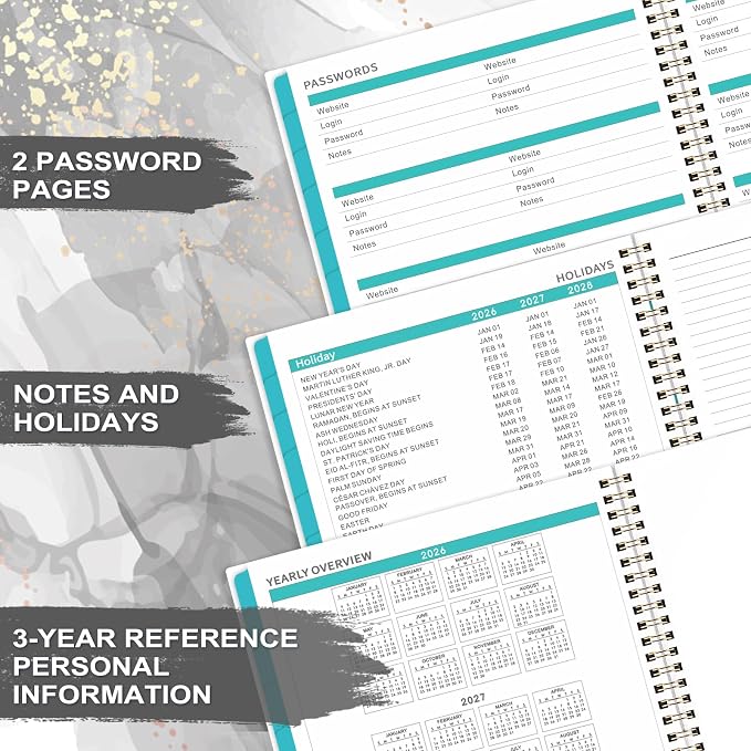 2026 Monthly Planner - Monthly Calendar 2026 from January 2026 - December 2026, 8.75'' x 11'', Calendar Planner With Tabs, Inner Pocket, Black