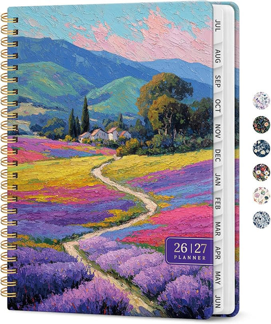 Planner 2026–2027, Academic Year Monthly & Weekly Calendar Book, Jul 2026–Jun 2027, Hardcover Organizer with Tabs, Student & Teacher Planner, 6.3" x 8.5", Sienna Meadows