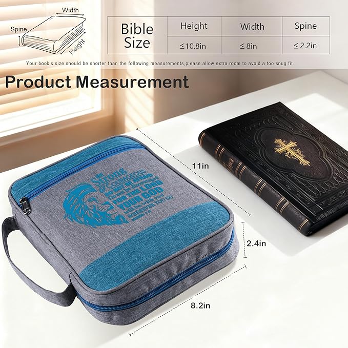 Faithful Hers Bible Cover for Mens Bible Case with 6 highlighters Lightweight Nylon Carrying Bag Multifunction Church Study Book Carrier with Handle Christian Gifts