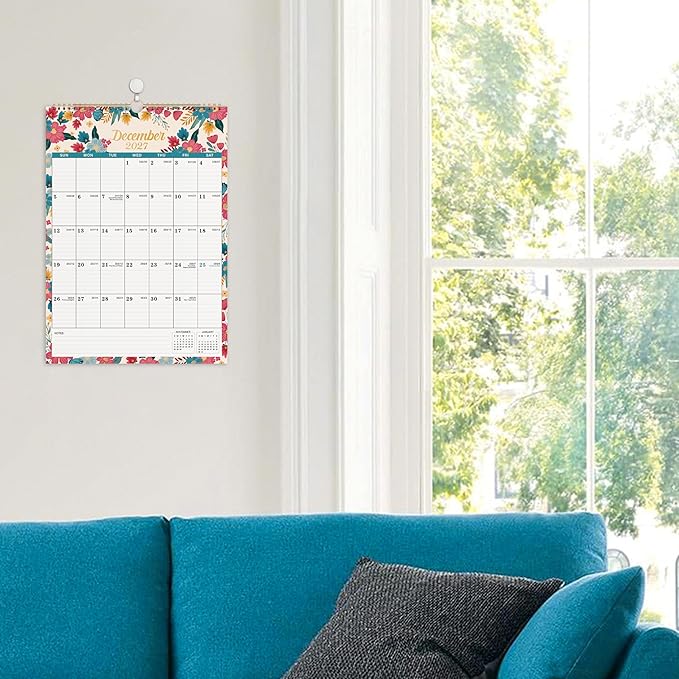 Calendar 2026-2027- Wall Calendar 2026-2027, 18 Monthly Calendar from Jul. 2026 - Dec. 2027, 12" x 17", Wall Calendar With Twin-Wire Binding - Green