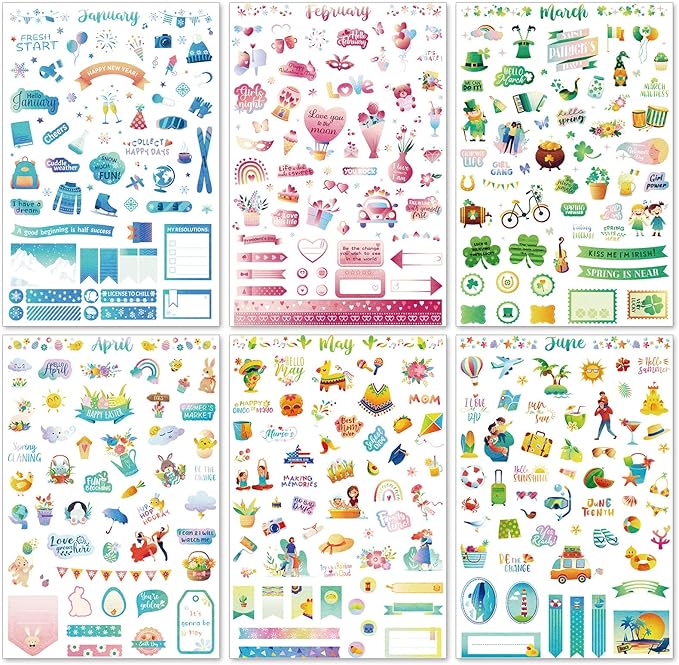 24 Sheets Daily Planners Holiday Seasonal Planner Stickers Birthday Monthly Celebrations Monthly Sticker Book Planner Accessories for Calendar Planning Scrapbooking General Events