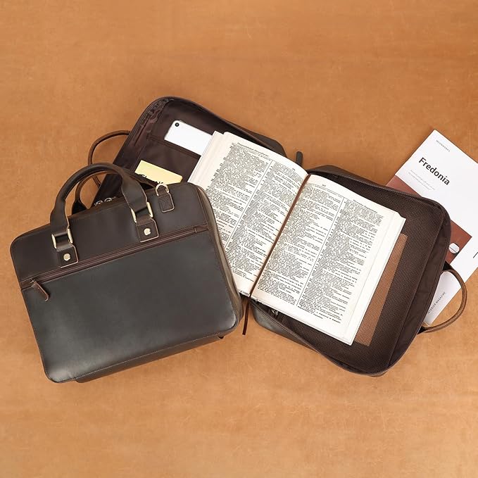 Polare Full Grain Leather Bible Cover Bag with Handle & Strap, Large Bible Carrying Case Organizer for Church Bible Study, Premium Christian Gift for Men and Women