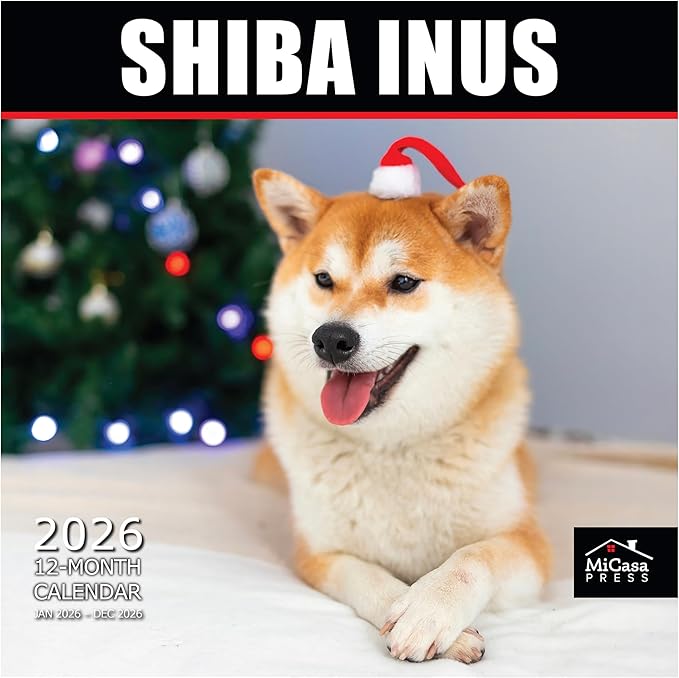 MICASA PRESS Shiba Inus 2026 Wall Calendar 12 Month | 12" x 24" Open | Thick & Sturdy Paper | Giftable | Cute Puppy Dog Calendar 2026