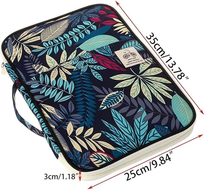 JAKAGO Travel Portfolio Organizer Waterproof A4 Document Bag Multifunctional Travel Note Pouch Zippered Case for Notebook, Ipad, Journals, Sketch Books (Dark Blue)