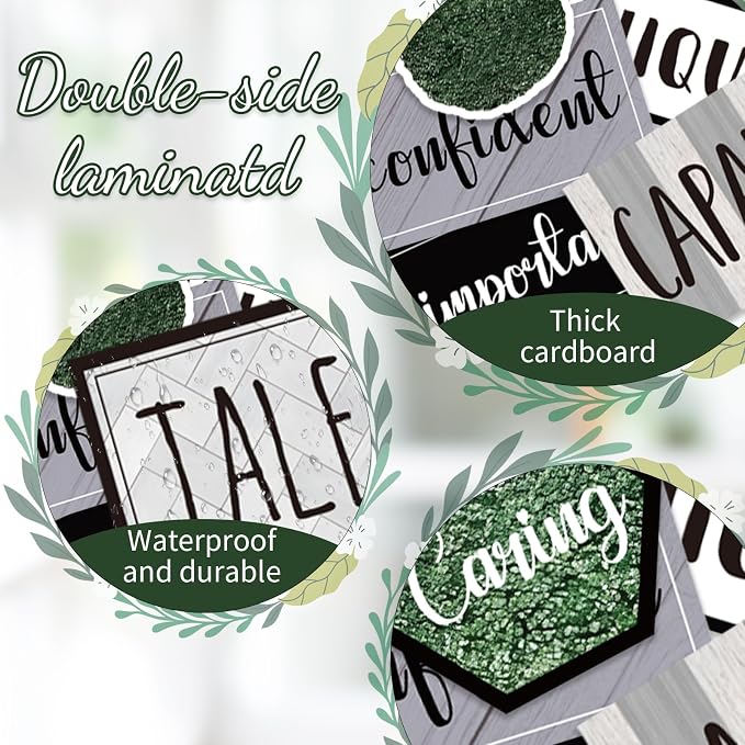 FYSUIMU 26Pcs Modern Farmhouse Inspirational Bulletin Board Decorations Motivational Sayings Paper Cutouts with 100Pcs Glue Points for Back to School Party Classroom Craft Wall