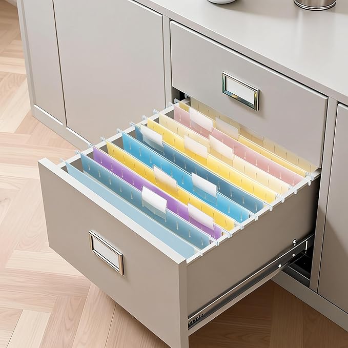Zzrywuty Hanging File Folders, 12-Pack Letter Size Hanging File Folders with 1/5-Cut Tabs, Color File Folders Office Organizer for Filing Cabinet, Bulky Files & Medical Charts