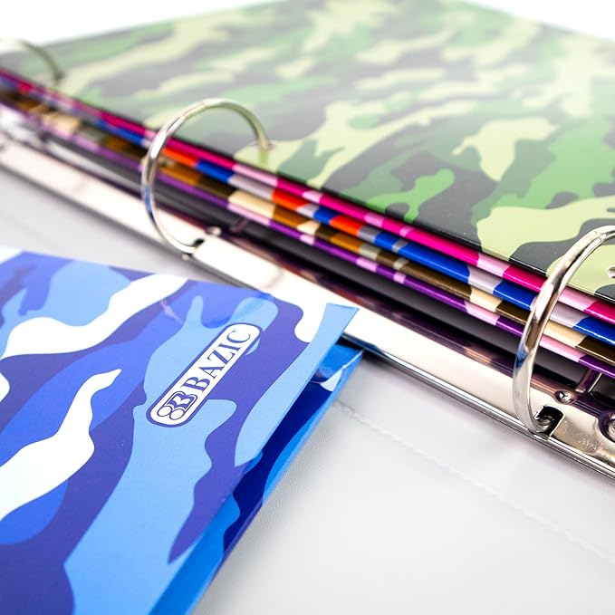 BAZIC Products 2 Pocket Paper Folder, Letter Size Document Organizer for School, Office, Business Use, Camouflage Design Portfolio Folder for Homework, Reports & Forms, Assorted Colors, 48-Pack