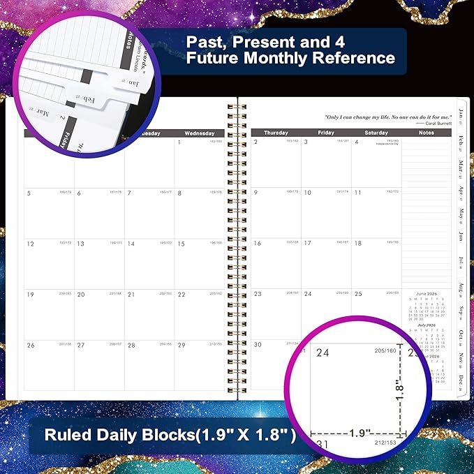 Monthly Planner 2026-2028 - 2 Year Planner 2026-2028, Jul.2026 - Jun.2028, 9" x 11", 2026-2028 Monthly Calendar, Calendar Planners with Inner Pocket, Twin-wire Binding, Tabs - Star