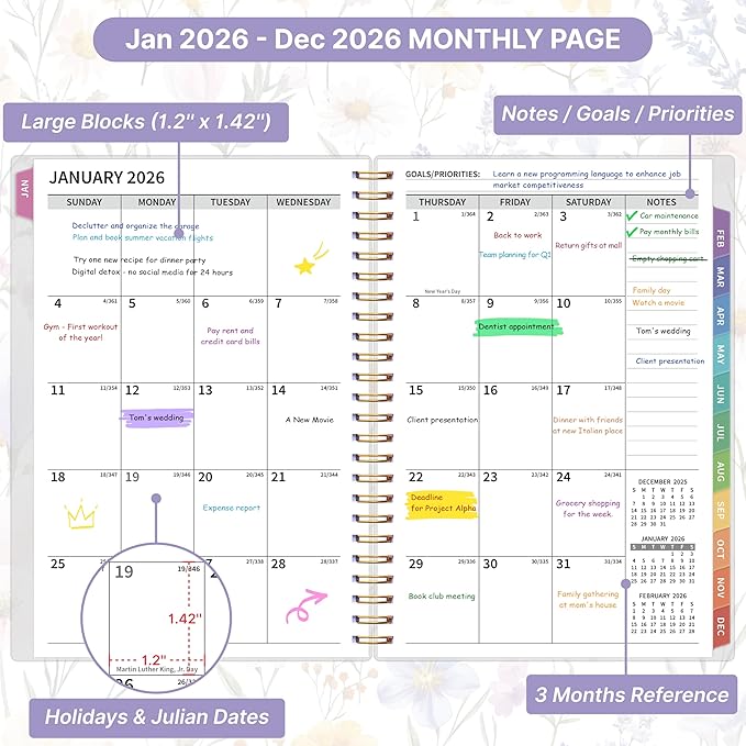2026 Appointment Book, 30 Minutes-Hourly, Weekly ＆ Monthly Calendar Planner 2026, Jan 2026 - Dec 2026, 6.2'' x 8.4'', 2026 Daily Planner with Tabs ＆Pocket, Flexible Cover, Great for Office, Home, School
