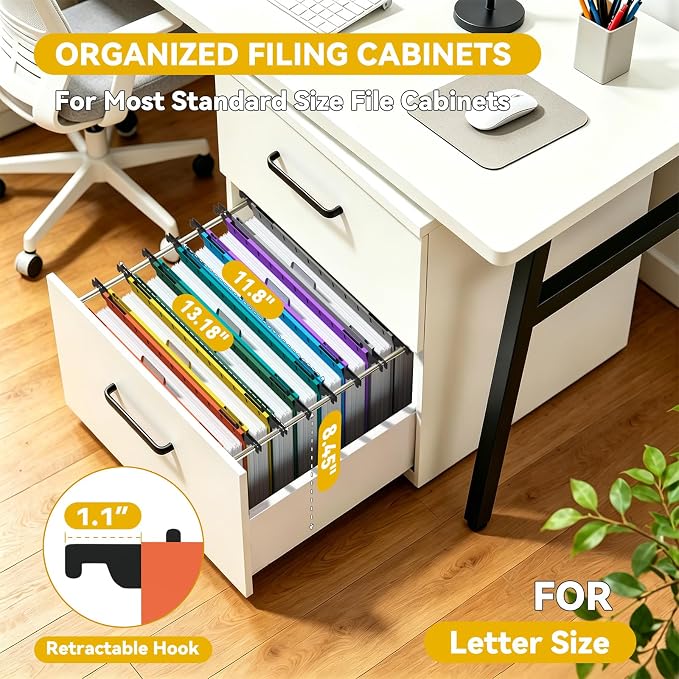 1" Expanding Plastic Hanging File Folders Letter Size,12 Pack Reinforced Heavy Duty Hang Folder with Tabs,Colored Hanging Organizer for File Box,Office Filing Cabinet Folder for School/Home