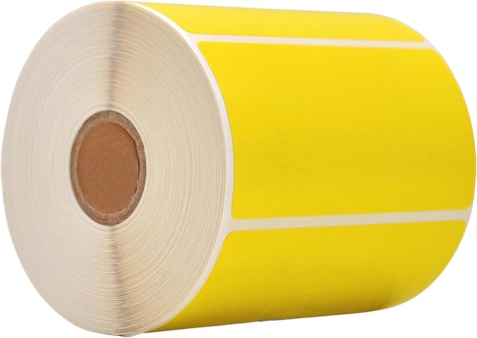 WOD Yellow Direct Thermal Label Rolls - 4 x 2 inch, 725 Nametag Stickers per Roll, Permanent Adhesive for Color Coding, Labeling, Inventory Management at Home, Business, and Classroom.