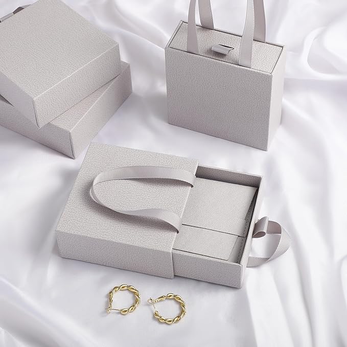 40 pcs paper boxes 9 x 9 x 3.5 cm, grey luxury gift storage, jewelry gift storage box for earrings necklaces bracelets rings