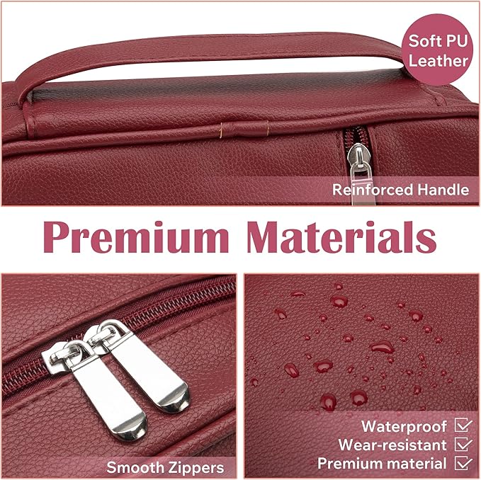 Small Bible Cover Case for Women and Men, 9x6 PU Leather Bible Sleeve, Compact Travel Bible Carrier Bag with Front Pen Holders, Zipper Closure, Inner Pockets - Burgundy Red
