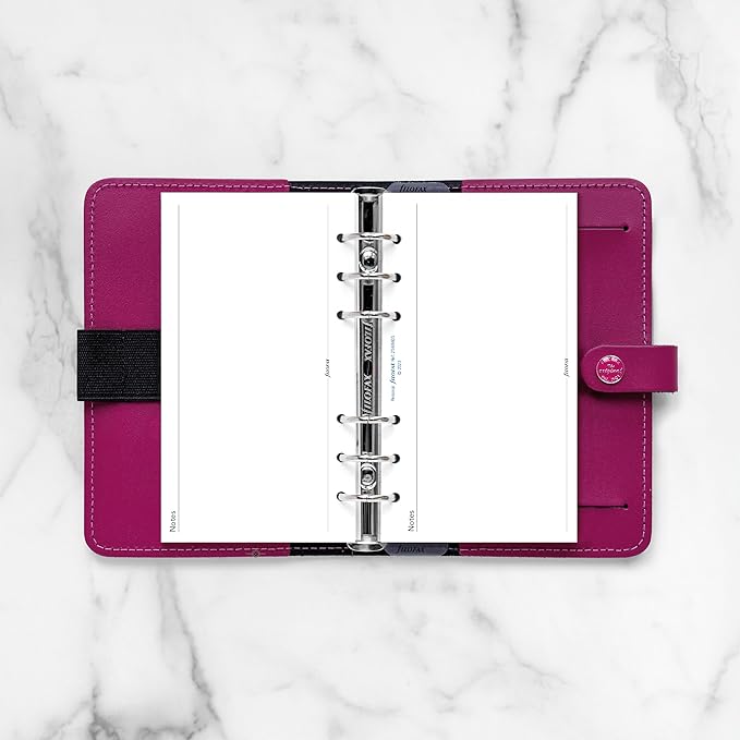 Filofax Calendar Diary Refill, Personal/Compact Size, Month on One Page with Notes, Horizontal, White Paper, English, 2025 (C68405-25)