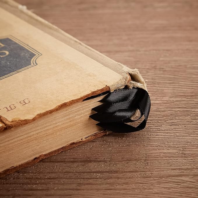 Outus 9 Pieces Bible Ribbon Bookmark Multi Ribbon Page Markers Artificial Leather Bookmark for Books(Black Ribbon)
