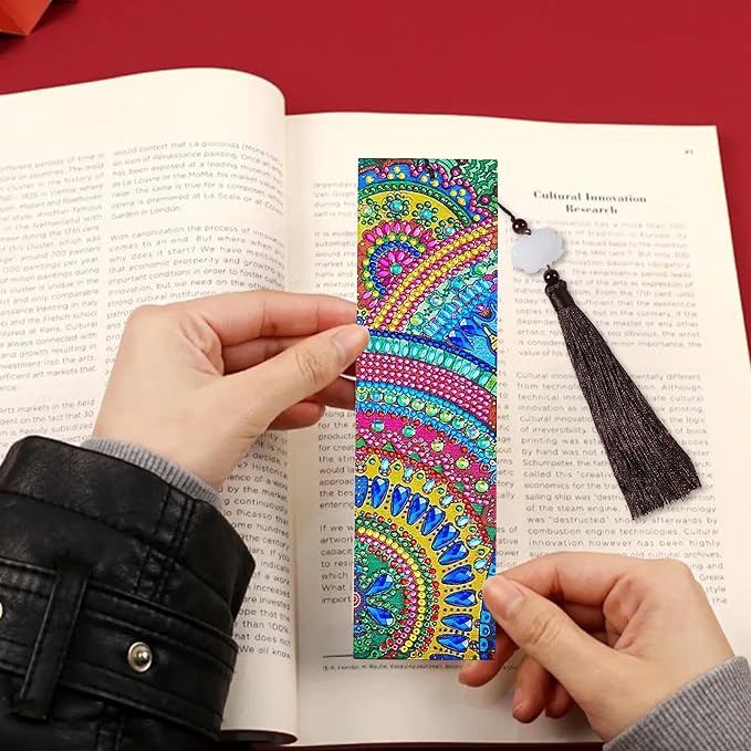 Tontut 3pcs Diamond Art Painting Kit Bookmarks, Shaped Flowers Exquisite General DIY Bookmarks, Lightweight and Durable, Suitable for Reading Lovers