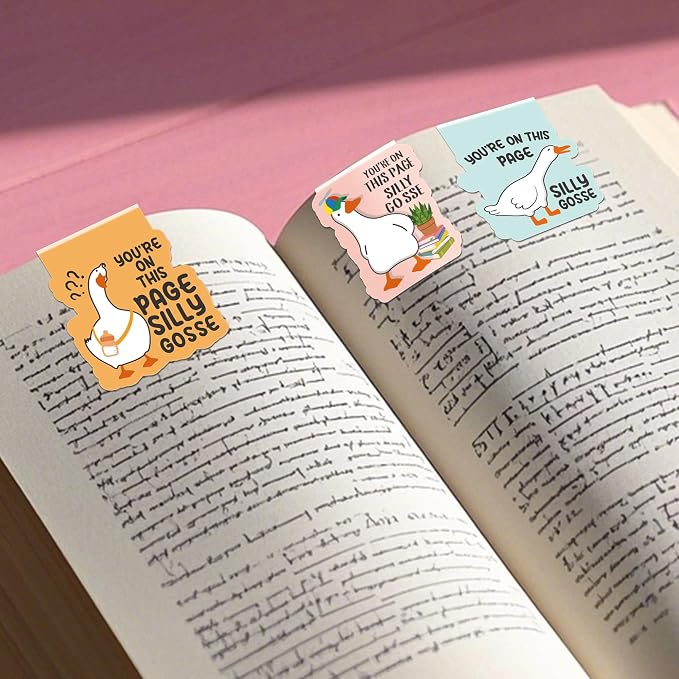 Funny Gosse Magnetic Bookmarks: 8 Pcs Gosse Magnet Book Marks, Cute Animals Page Marker Clips for Reading Women, Fun Bookish Gifts for Girls Kids, Back to School Accessories