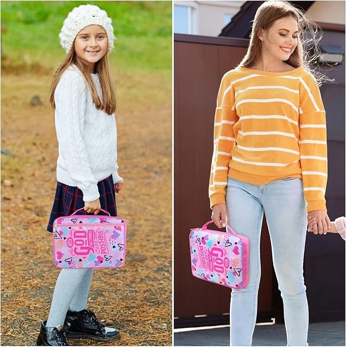 ICOSY Bible Cover Case for Women Girls Kids Bible Bag Case with Handle Kids Girls Bible Study Accessories Supplies