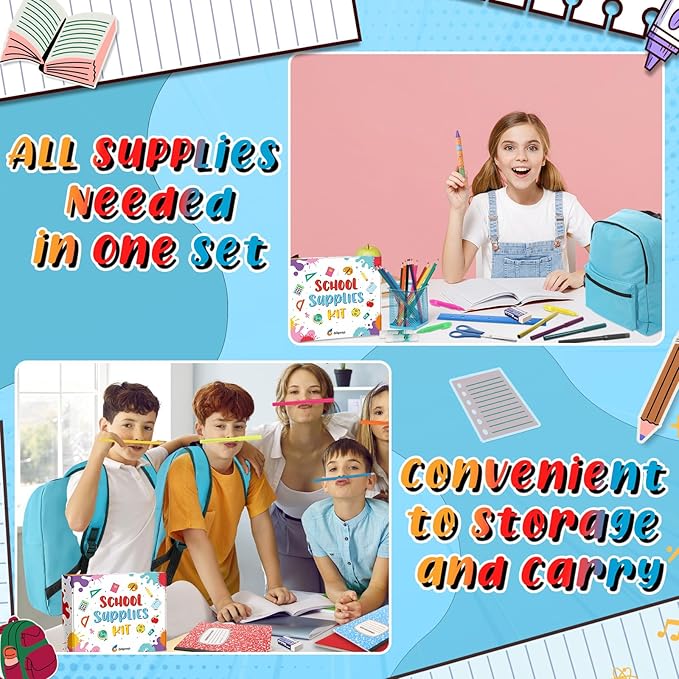 Gilprop 79 Pcs Christmas Gift Box for K-5 Elementary Middle Kit Bundle Bulk Essential for Operation Charity Xmas Gift(Blue)