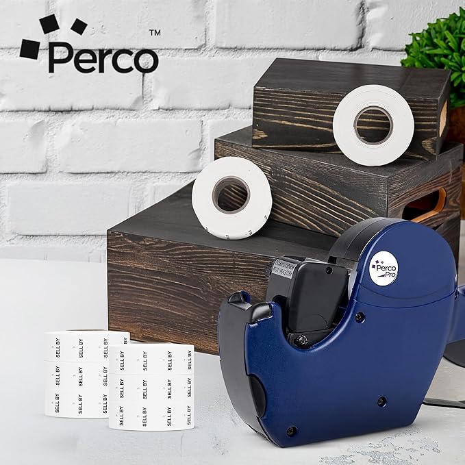 Perco 2 Line Sell BY Labels - 80 Rolls, 10 Sleeves, 60,000 Blank Date Gun Labels for Perco 2 Line Date Guns - Made in USA