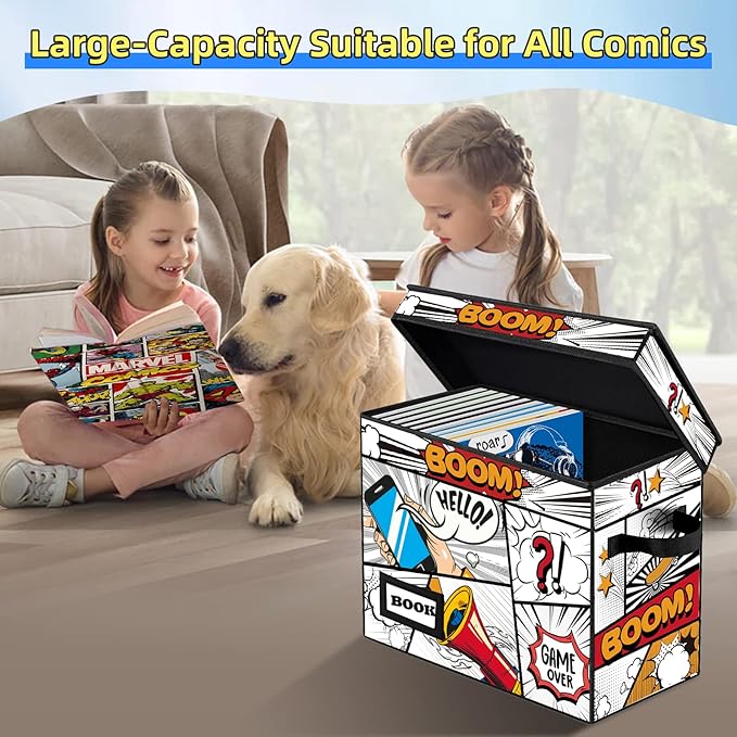 10 Pack Collection Comic Book Storage Boxes, Protector Organizer 15.8" X 7.8" X 11.8" Collapsible Short Box Holds 160-180 Comic Book Heavy Duty Bin Container Holder Shelf