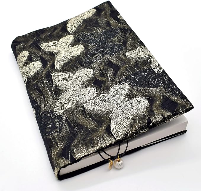BLBMH 5x8 Book Cover | Handmade Non-Stretch Fabric Sleeve with Bookmark | for Paperback Bible Journal | Privacy Reading Gift for Women - Butterfly B