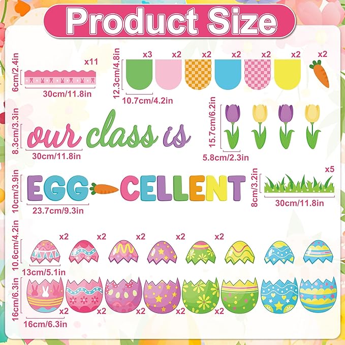 Easter Bunny Egg Bulletin Board Set Easter Egg DIY Photo Craft Cutouts Easter Classroom Bulletin Board Decorations Bunny Rabbit Grass Cutouts for Teacher School Office Home Chalkboard Wall Door Decor