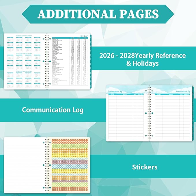 Student Planner 2026-2027 - School Planner 2026-2027 Monthly and Weekly, 26-27 Student Planners with Stickers & Tabs, Academic Planners, July 2026 - June 2027, 9" x 11" - Green