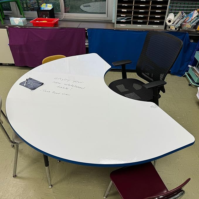 Think Board Whiteboard Table Resurfacing Kit – 36"x36" Self-Adhesive Dry Erase Film for Classroom Kidney Tables – Easy DIY Application, Durable, Stain-Proof Writing Surface