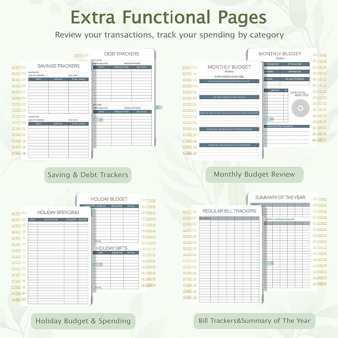 Ospelelf Budget Planner Budget Book with Bill Organizer and Expense Tracker 12 Month Undated Account Book to Take Control of Your Money Laef