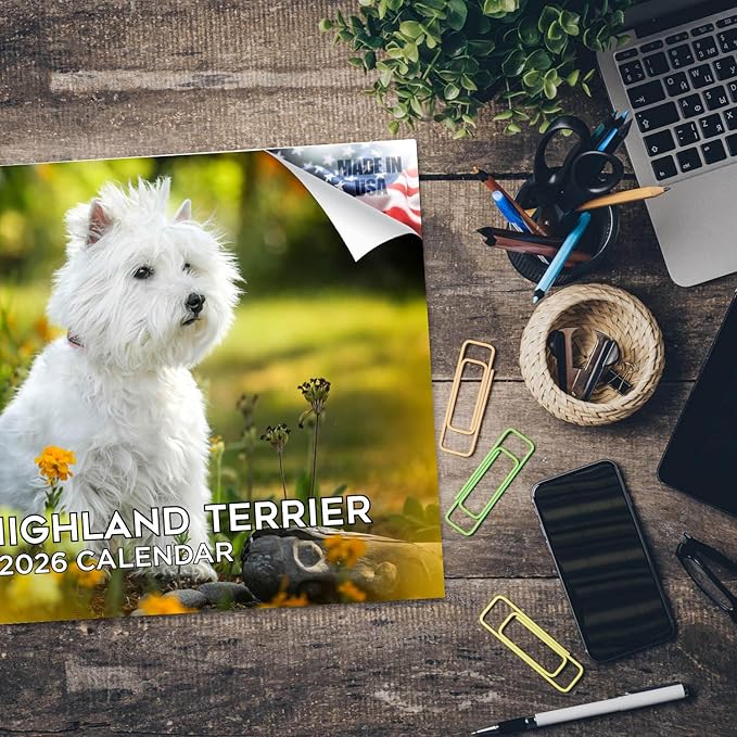 2025 2026 West Highland Terrier Calendar - Dog Breed Monthly Wall Calendar - 12" x 18" Open - Thick No-Bleed Paper - Giftable - Academic Teacher's Planner Calendar Organizing & Planning - Made in USA
