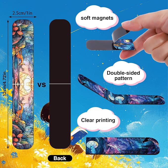 Fantasy Stained Glass Magnetic Bookmarks - Wxiben 30 Pcs Dark Romance Bookmarks Magnets for Reader Romantasy Inspired Book Mark Magnetic Page Clips Gift for Women Book Lovers Students Teacher Bookish