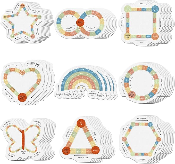 Gersoniel 72 Pcs Anxiety Sensory Stickers Calm Stickers Adhesive Textured Mental Health Strips Mindfulness Fidget Decals Stress Anxiety Relief Items for Desk Therapy Office Counselor(Return Breathe)