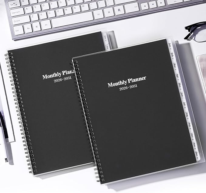 2026-2031 Monthly Planner/Calendar - Jul 2026 - Jun 2031, 5 Year Monthly Planner with Tabs & Celebrity Quotes, 9" x 11", Famous Quotes, Two-Side Pocket, Suitable for Long-Term Planning, Black