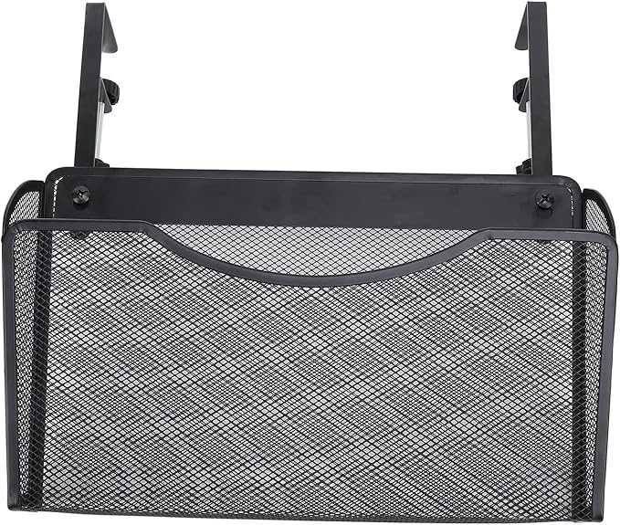 Dioche Clamp on Desk Hanging Desk Organizer Adjustable Carbon Steel ClampOn Organizer for Effective Office Storage - Stylish White Design (Black)