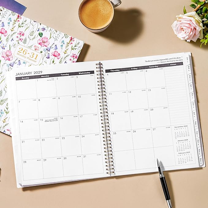 2026-2031 Monthly Planner/Calendar - 5 Year Planner 2026-2031, Jul. 2026 - Jun. 2031, 9'' x 11'', with Coated Tabs, Inner Pocket