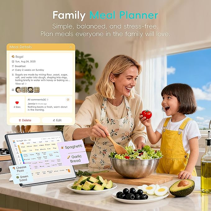 Westsee 15.6" Digital Wall Calendar Frame – Interactive Touchscreen Eletronic Calendars, Smart Family Planner for Schedule, Photo Display, Meals, Chore Chart & Tasks, Wall & Desk Mountable (Dark Gray)