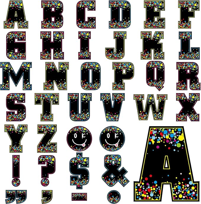 136 Pcs 12 in Extra Large Bulletin Board Letter Classroom Decor Big Alphabet Letter Cutout Sticker Punctuation with Adhesive Dot Colorful Poster Wall Decal School Decor Teacher Education Learning Tool